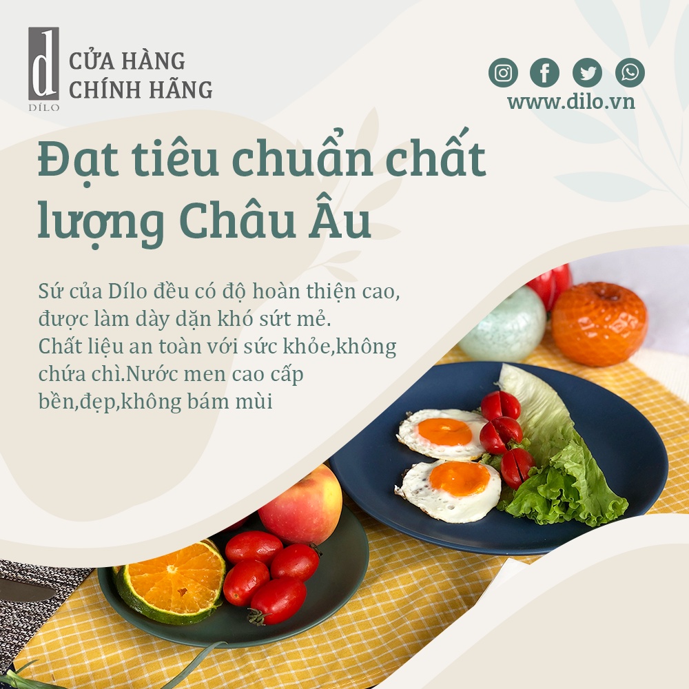 Bộ bát cơm sứ xanh cổ vịt 6 và 10 món - Set chén ăn cơm đẹp cao cấp Dílo - Vỡ 1 đổi 1