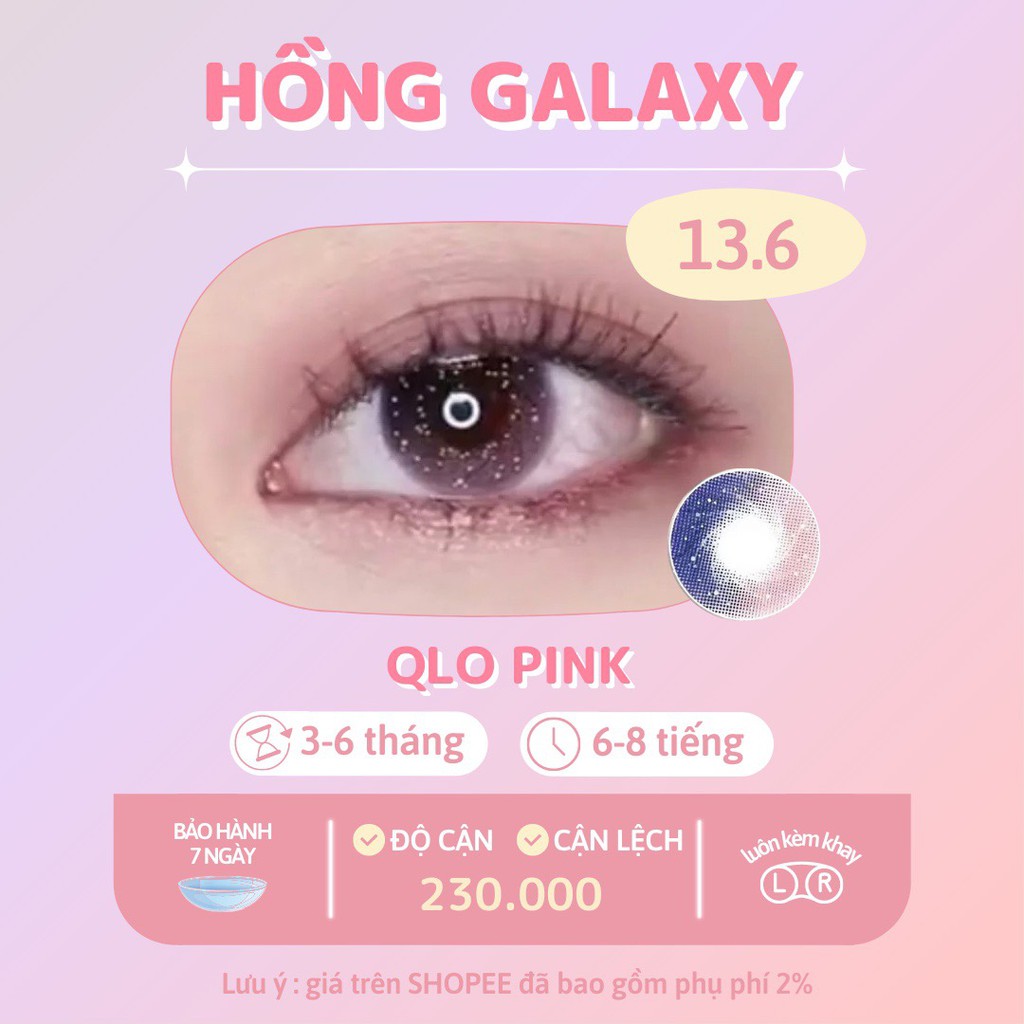 (Chỉ có 0 độ) Kính áp tròng hồng galaxy QLO PINK chính hãng Lensme | Hạn sử dụng 3-6 tháng