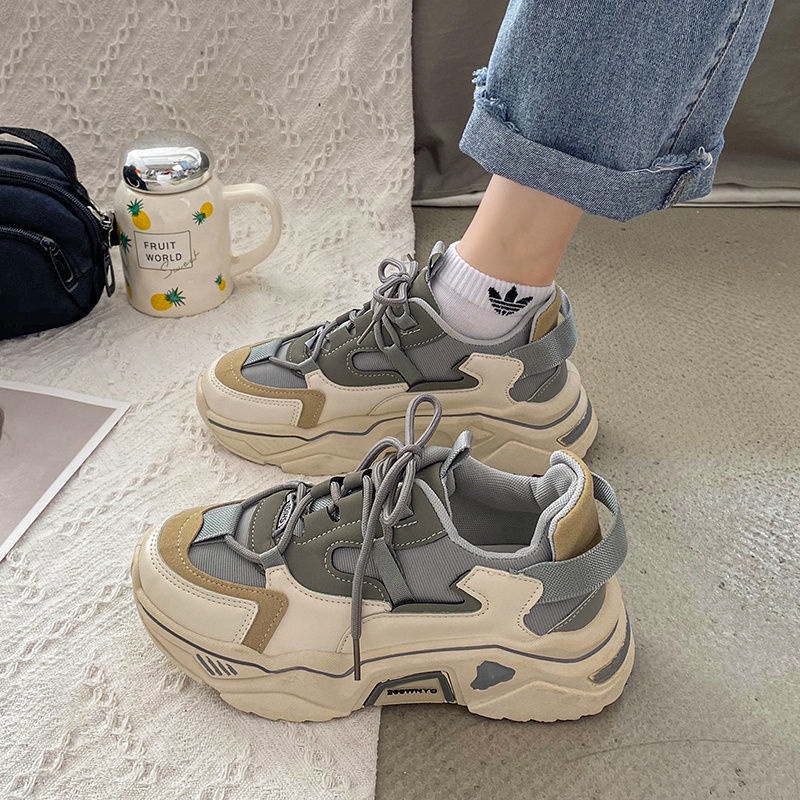 🔥Hỗ TRỢ COD🔥CHZK Giày thể thao đế cao tăng chiều cao thông thường, giày nữ，giày sneaker nữ