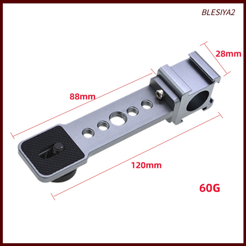 Triple Cold Shoe Mount Plate Microphone Stand Extension Bracket 110x30mm
