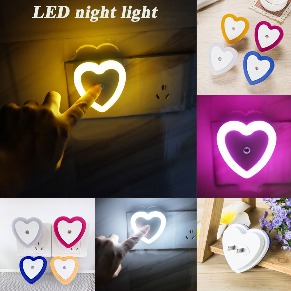 Đèn ngủ LED nhỏ nhắn hình trái tim sáng tạo cảm biến thông minh tiện dụng thời trang
