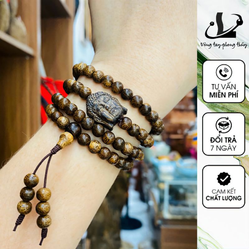 Vòng Tay Trầm Hương 108 Hạt Mix Chamr Trầm Tốc Tặng Kèm Hộp Gấm - N95 | BigBuy360 - bigbuy360.vn
