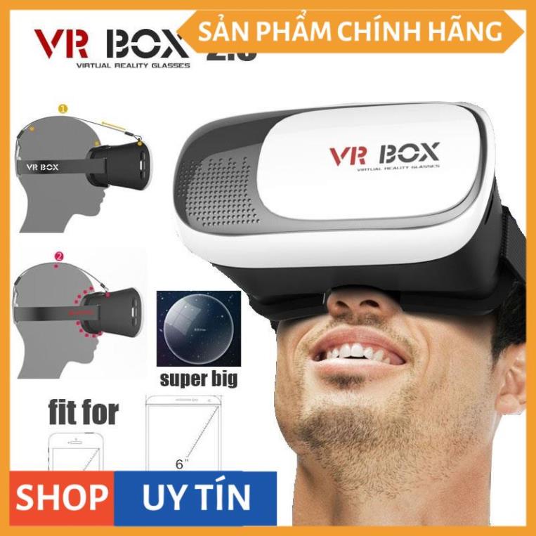 Kính thực tế ảo VR Box phiên bản 2 (Trắng) và tay cầm chơi game tặng 1 giá đỡ điện thoại hình con heo