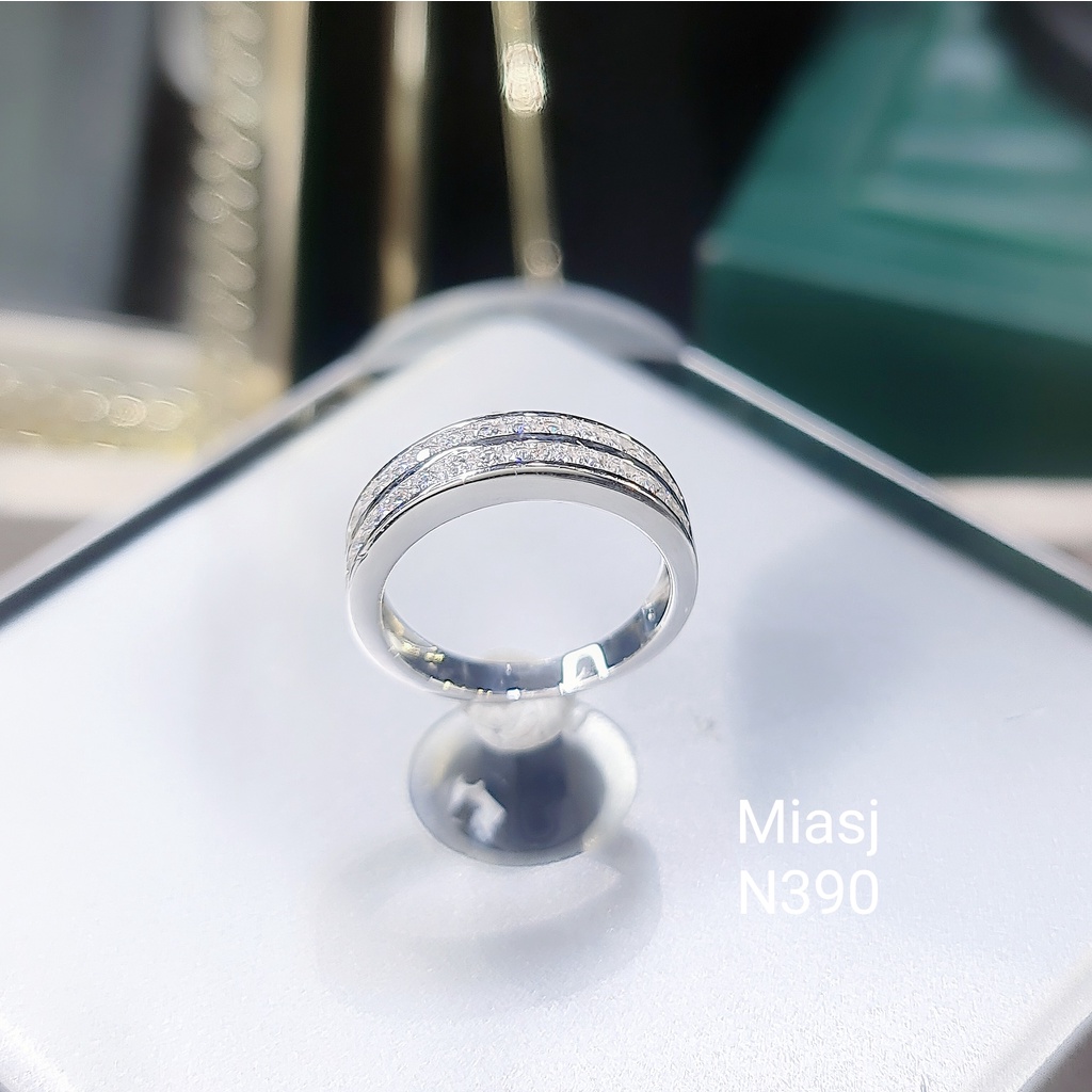 Nhẫn nữ Bạc Ý S925 đính đá nhỏ hai hàng MiASJ CZ cao cấp N390 sang trọng