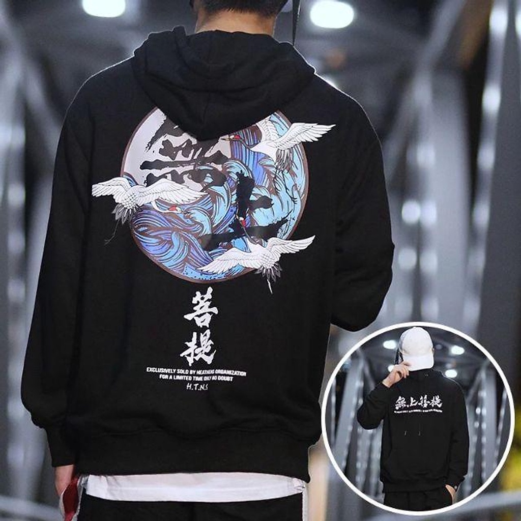 Áo hoodie nam nữ áo hoodie form rộng áo khoác nam có nón trùm đầu áo hoodie cặp đôi áo khoác cặp đôi in con hạc