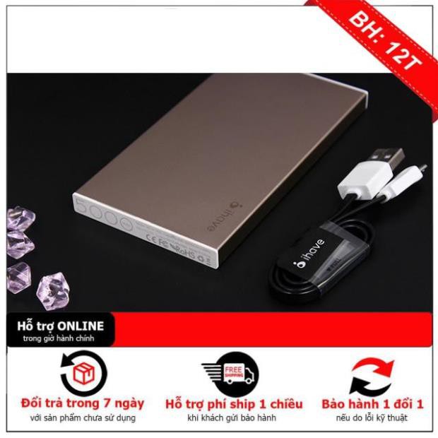 [ Sạc Dự Phòng Chính Hãng Giá Rẻ ]Sạc dự phòng Ihave 5000mAh hàng chính hãng  - Tặng kèm bao da cực chất