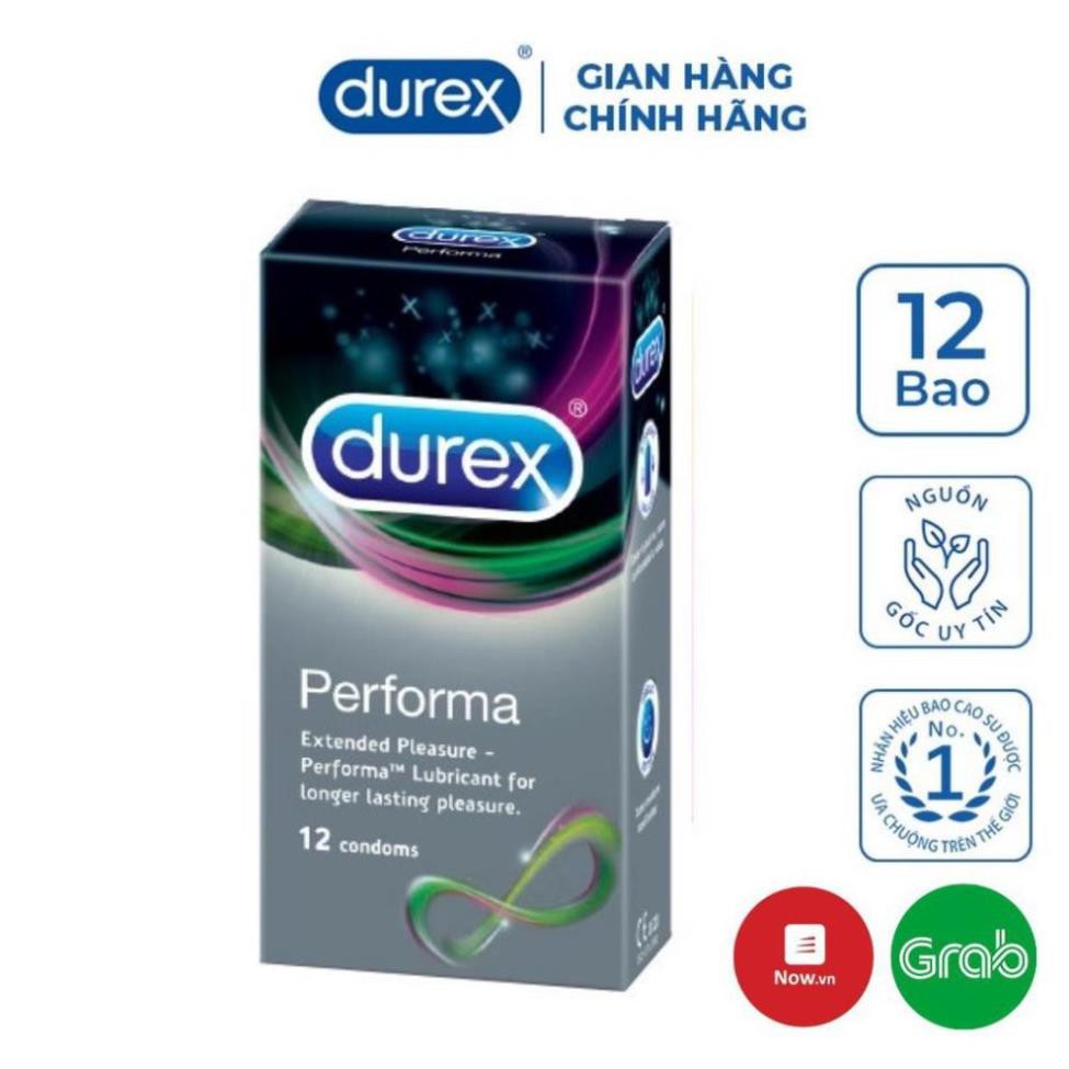 (AUTH 2021) Bao cao su Durex Performa hộp 12 chiếc bcs kéo dài thời gian cuộc yêu Sói.official