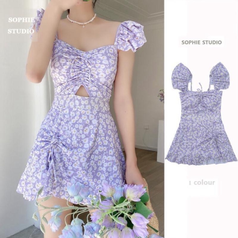 Bikini 1 mảnh dạng váy liền thân LUHAZO kín đáo kiểu Hàn Quốc đẹp Quảng Châu nhiều màu che khuyết điểm 028315 A-1