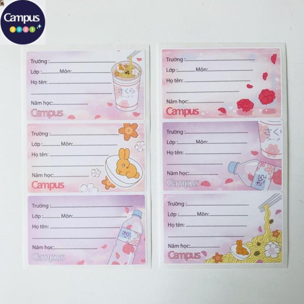 Bịch 18 Nhãn Vở Học Sinh Campus Kawaii