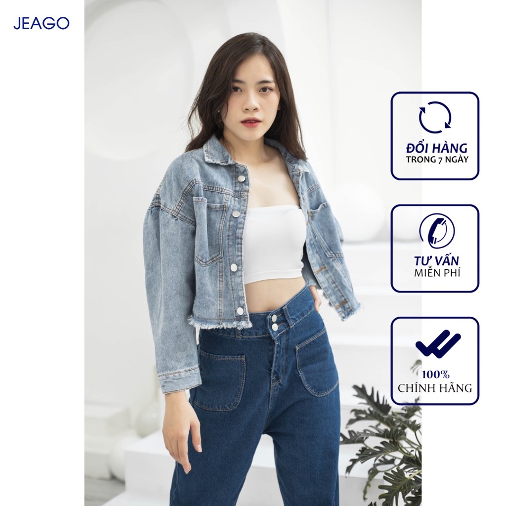 Áo Khoác Kaki Jean Túi Hộp - XANH DƯƠNG JEAGO