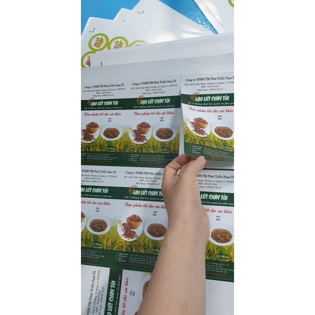combo 200 tem decal  giấy 8 cm
