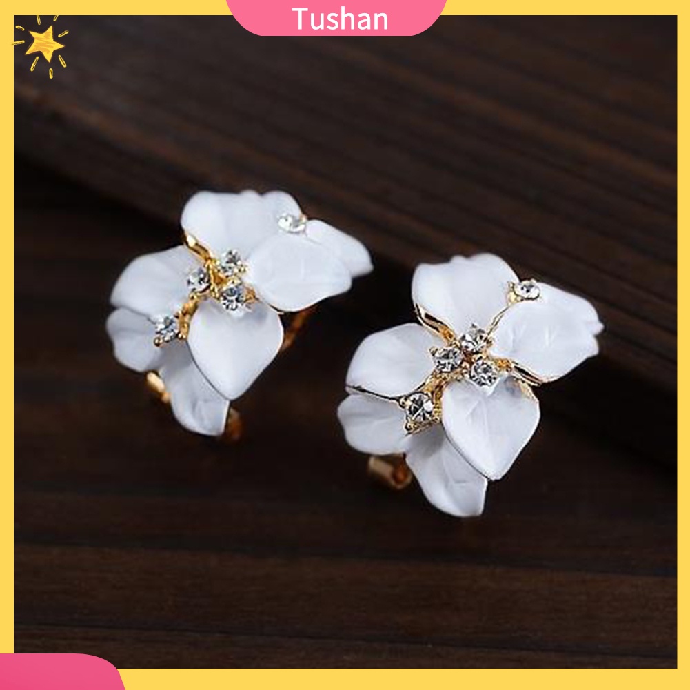 Bông tai hình hoa đính đá xinh xắn dành cho nữ