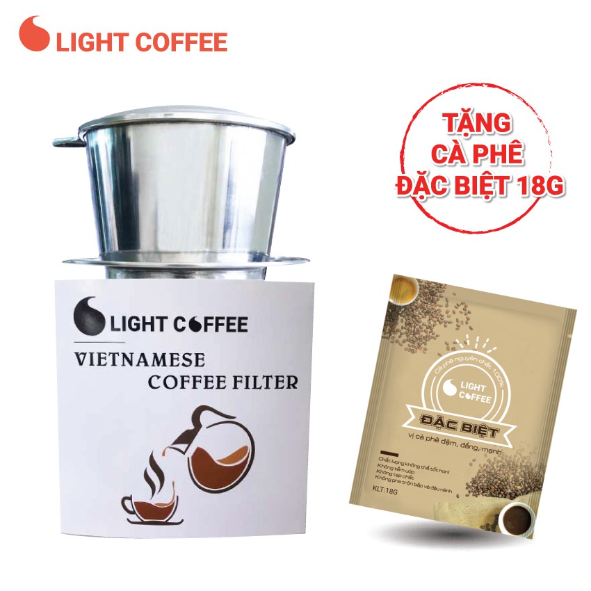 [Mã BMBAU50 giảm 7% đơn 99K] Phin pha cà phê Light Coffee inox màu trắng bạc, đường kích 6cm