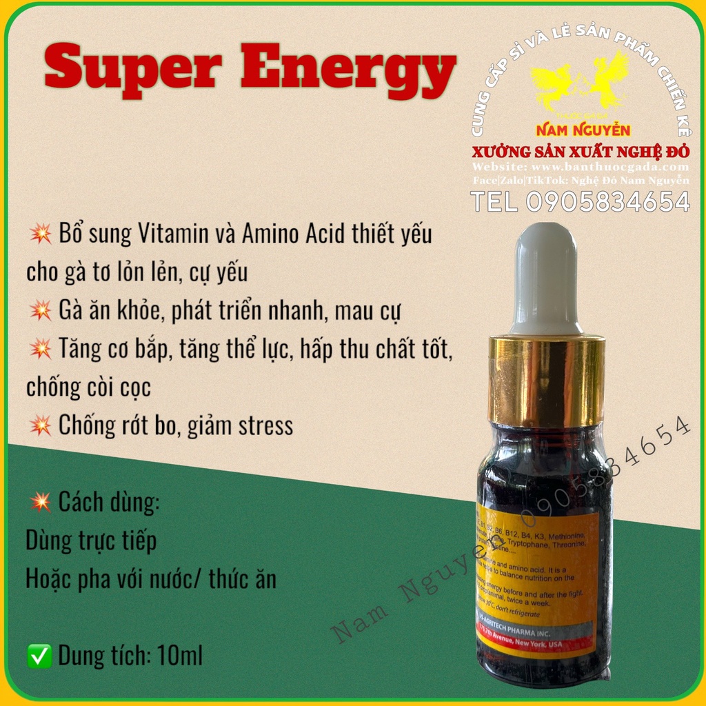 Super Enery Chai 10ml Nuôi Gà Tơ cho Gà Tơ Lõn Lẻn Cự Yếu