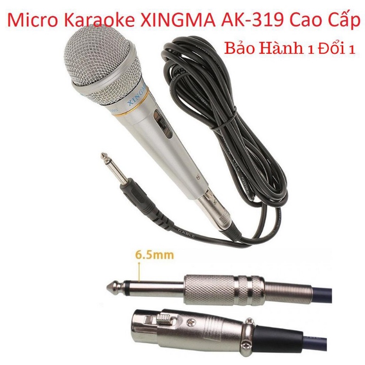 Mic Hát Karaoke Có Dây Xingma AF-319 Mic Karaoke Chống Hú Hút Âm Cao Hàng Chính Hãng - Bảo Hành 12 Tháng