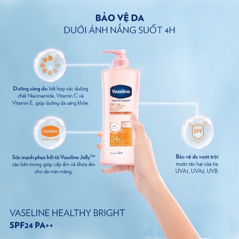 SỮA DƯỠNG THỂ SÁNG DA VASELINE CHAI 350ml hàng chính hãng