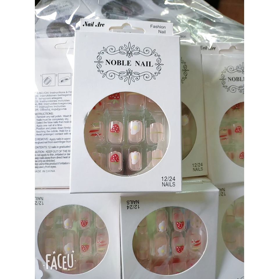 Bộ 12 móng tay giả ❤️siêu rẻ❤️ hình con bò sữa,có sẵn keo.cho người lớn trẻ em