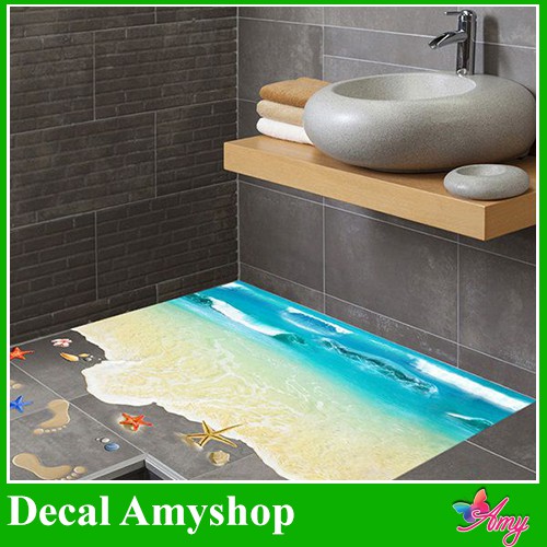Decal dán tường Bãi cát biển 3D DCS035