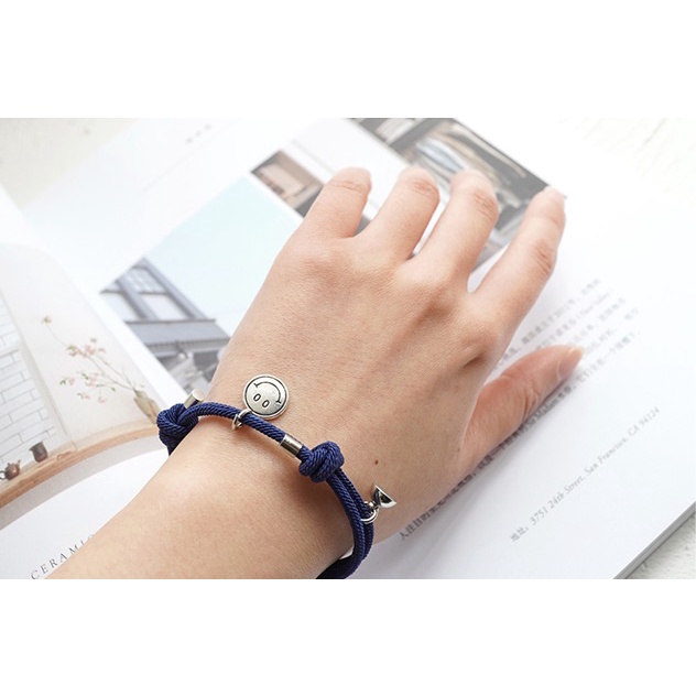 Vòng Đôi Nam Châm Smile Saz Store Hai Lớp Chất Liệu Vải - Lắc Tay Cặp Đôi Phong Cách Hàn Quốc Cao Cấp