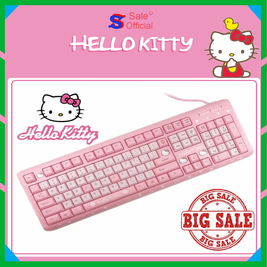 [SIÊU XINH] Bàn Phím Máy Tính Hello Kitty, Bàn Phím Hồng Cute Cho Các Bạn Nữ