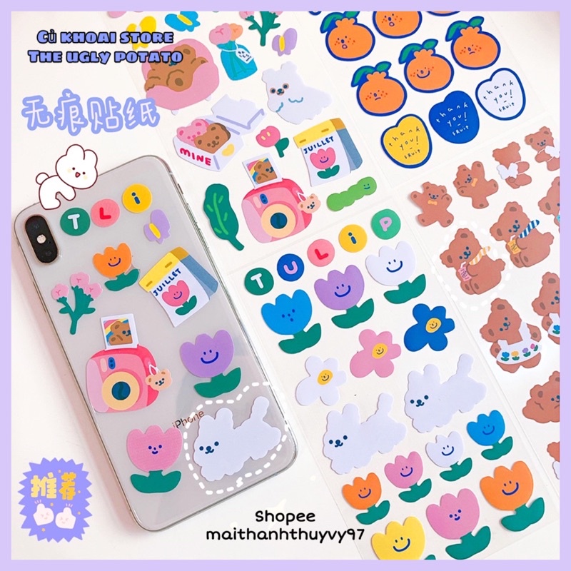 Sticker Milkjoy nhãn dán 3 chủ đề dễ thương trang trí DIY sổ tay hộp bút