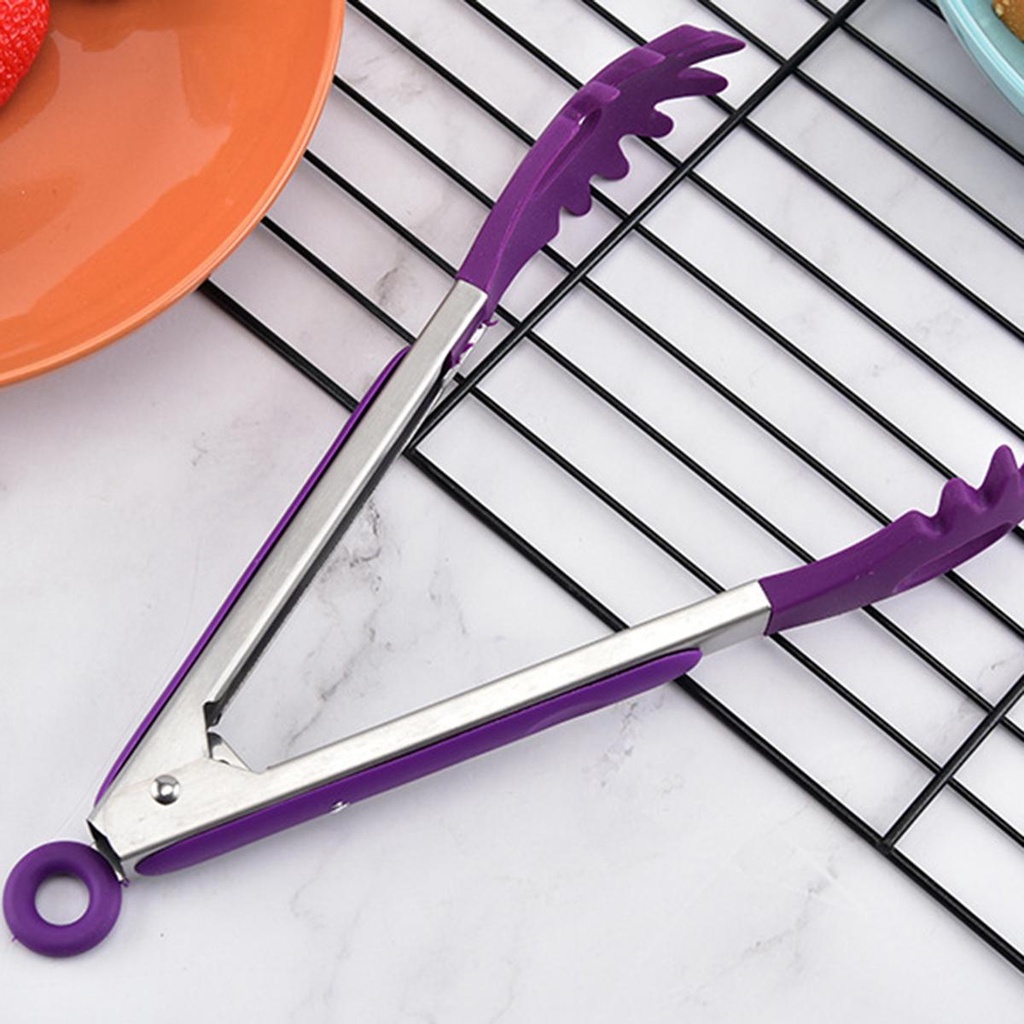 Kẹp Gắp Thức Ăn Bằng Silicone Tay Cầm Inox Cách Nhiệt Chống Trượt