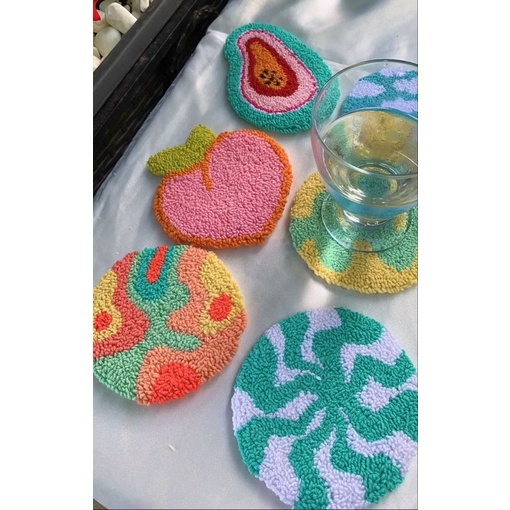 Lót ly len trendy| punch needle