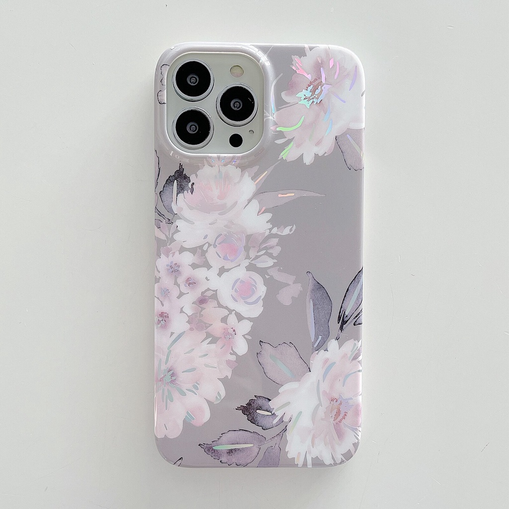 Ốp Điện Thoại Mềm Chống Sốc Họa Tiết Hoa Lá Chuối Màu laser Cho iphone 13 pro max 11 12pro max xr xs max 7 8 plus x