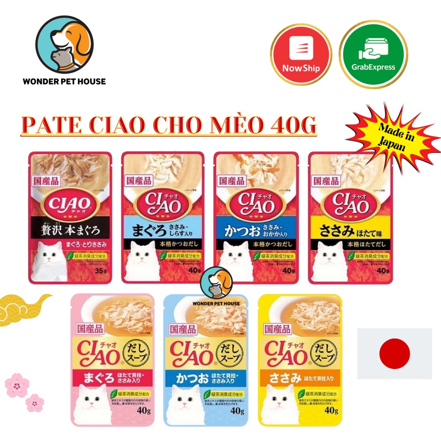 Pate Ciao Nhật Nhập Khẩu Thái Lan gói 40g cao cấp cho mèo thơm ngon bổ dưỡng mượt lông