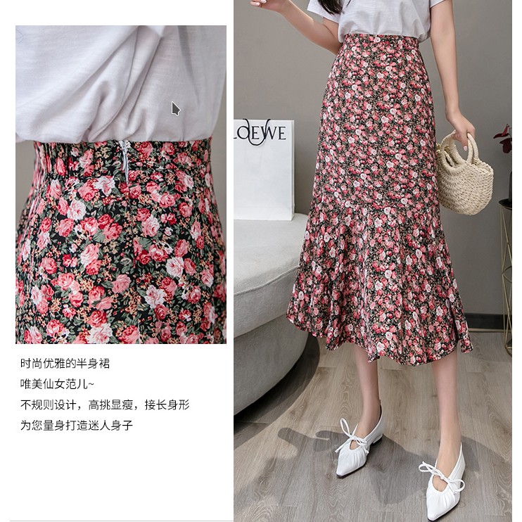 Chân váy hoa nhí công sở cạp cao hai lớp dáng dài chất đẹp | BigBuy360 - bigbuy360.vn