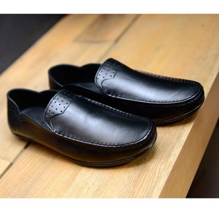 Giày lười da bò thật g164 màu đen và nâu sẫm
