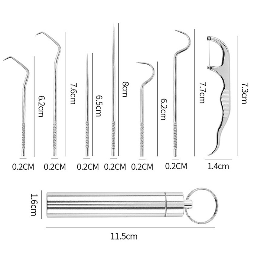 Bộ 3 Dụng Cụ Xỉa Răn, Vệ Sinh Răng Tại Nhà Bằng Thép Cao Cấp Không Gỉ