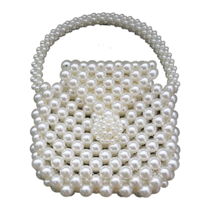 Túi xách tay kết hạt cườm giả ngọc trai handmade dáng đẹp độc đáo