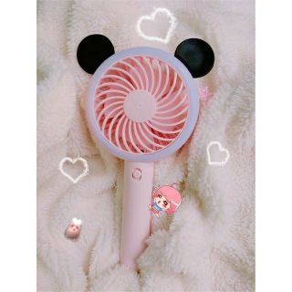 Quạt Mini Tai Gấu Cầm Tay Có Đèn Led đáng yêu