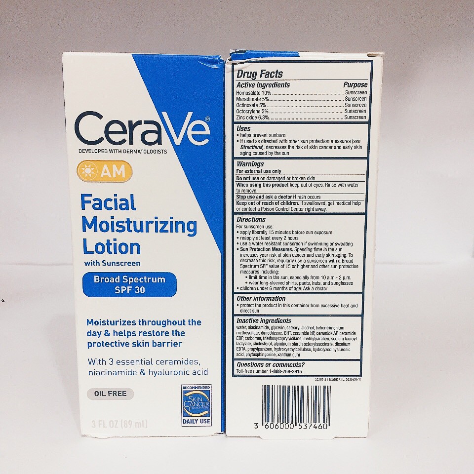 [Hàng USA] Sữa dưỡng ẩm ngày – đêm cho mặt Cerave Facial Moisturizing Lotion (89ml)