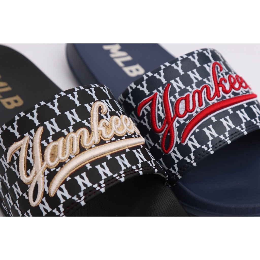 Dép Quai Ngang MLB Chữ Yankees Nam Nữ Unisex Quai Thêu Chữ Nổi Sắc Nét Thời Trang Cao Cấp