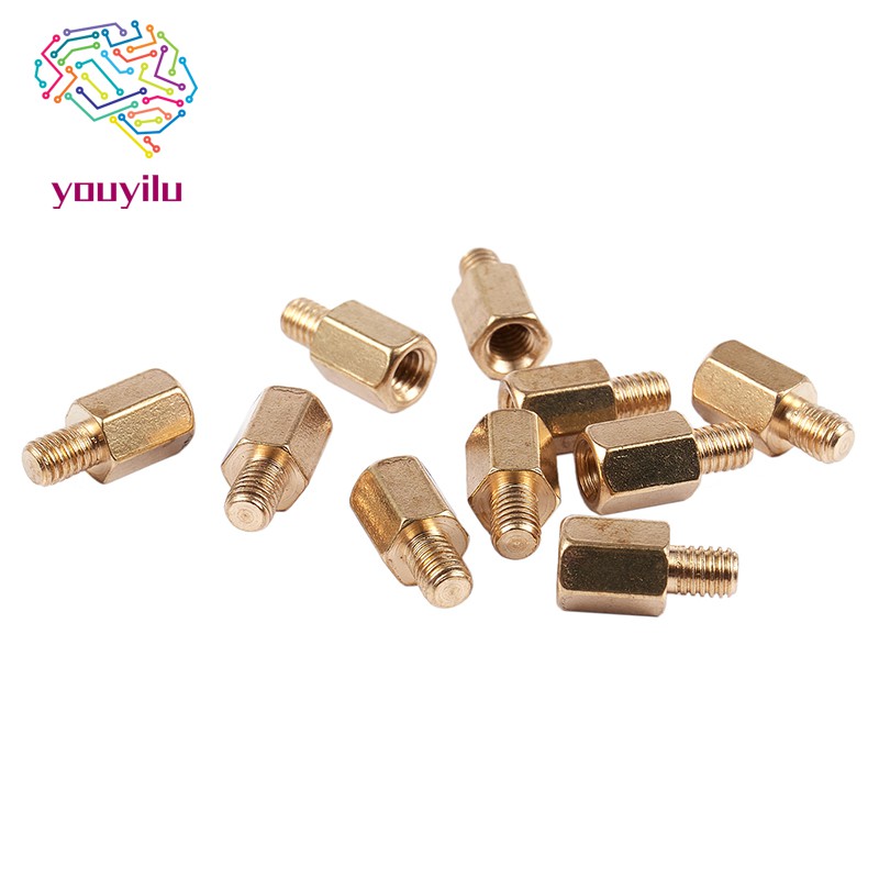 10 Pcs PC PCB Motherboard Brass Standoff Hexagonal Spacer M3 6+4mm