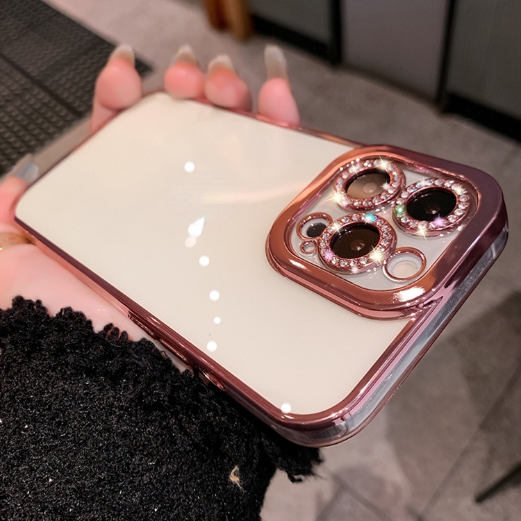 Ốp Điện Thoại Silicon Dẻo Trong Suốt Đính Đá Lấp Lánh 6D Bảo Vệ Camera Cho iPhone 13 Pro MAX 12 Pro 11 Pro MAX