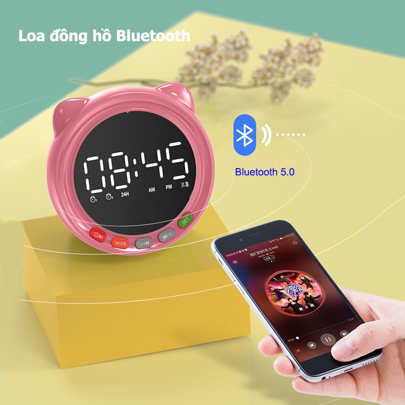 (New product listing) In stock Loa mini bluetooth đồng hồ hỗ trợ đồng hồ báo thức Gắn thẻ nhớ TF