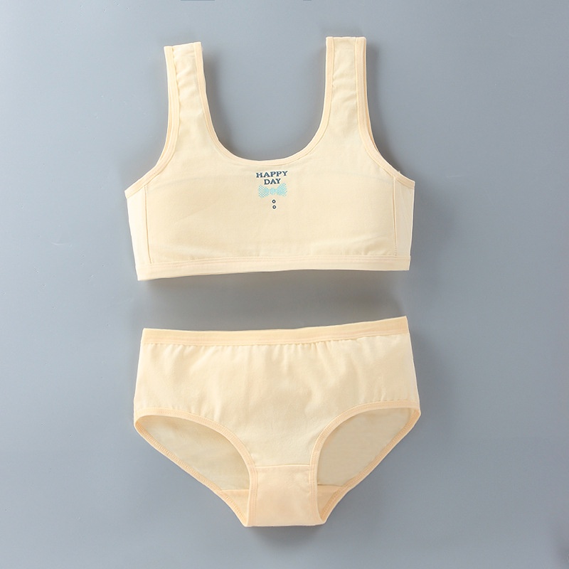 Bộ Áo Lót Hai Lớp + Quần Lót Vải Cotton Dành Cho Bé Gái Tuổi Dậy Thì 8-16 Tuổi
