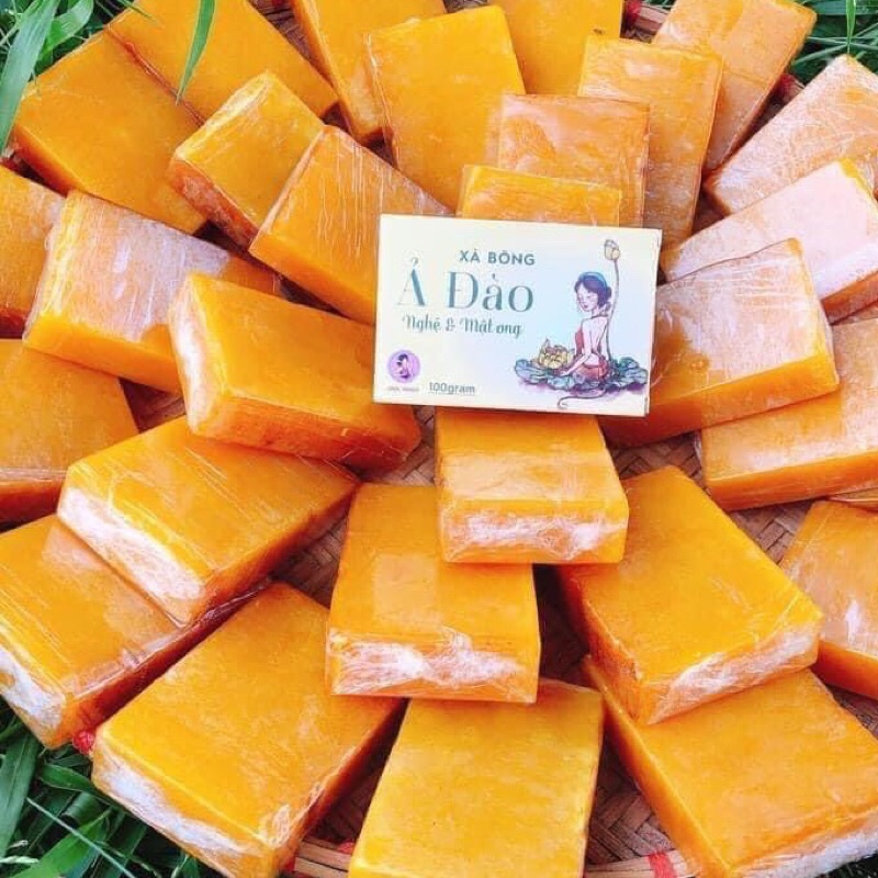 Xà Bông Nghệ Mật Ong Soap Ả Đào Mộc Nhan Xà Bông Trắng Da Mờ Thâm Giảm Mụn Xà Bông Ả Đào