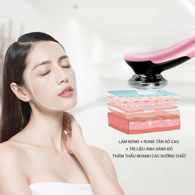 Máy massage mặt nóng lạnh ems dụng cụ làm đẹp trẻ hóa da nâng cơ mặt Búa Điện Di Nóng Lạnh Đa Chức Năng