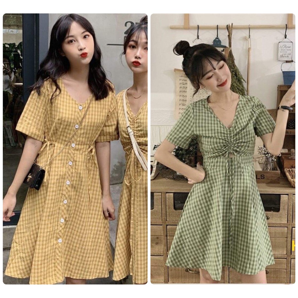 VÁY CỔ TIM KẺ RÚT NGỰC THẮT HÔNG XINH XẮN PHÙ HỢP ĐI CHƠI, DỰ TIỆC, ĐÁM CƯỚI HỎI
