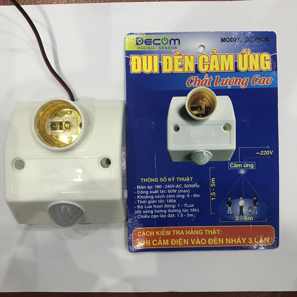 Đui đèn cảm ứng DECOM DC-069B - Hàng chính hãng