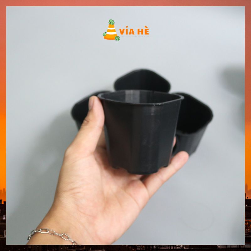 Chậu nhựa đen cứng mini vuông trồng sen đá xương rông size nhỏ 7x7