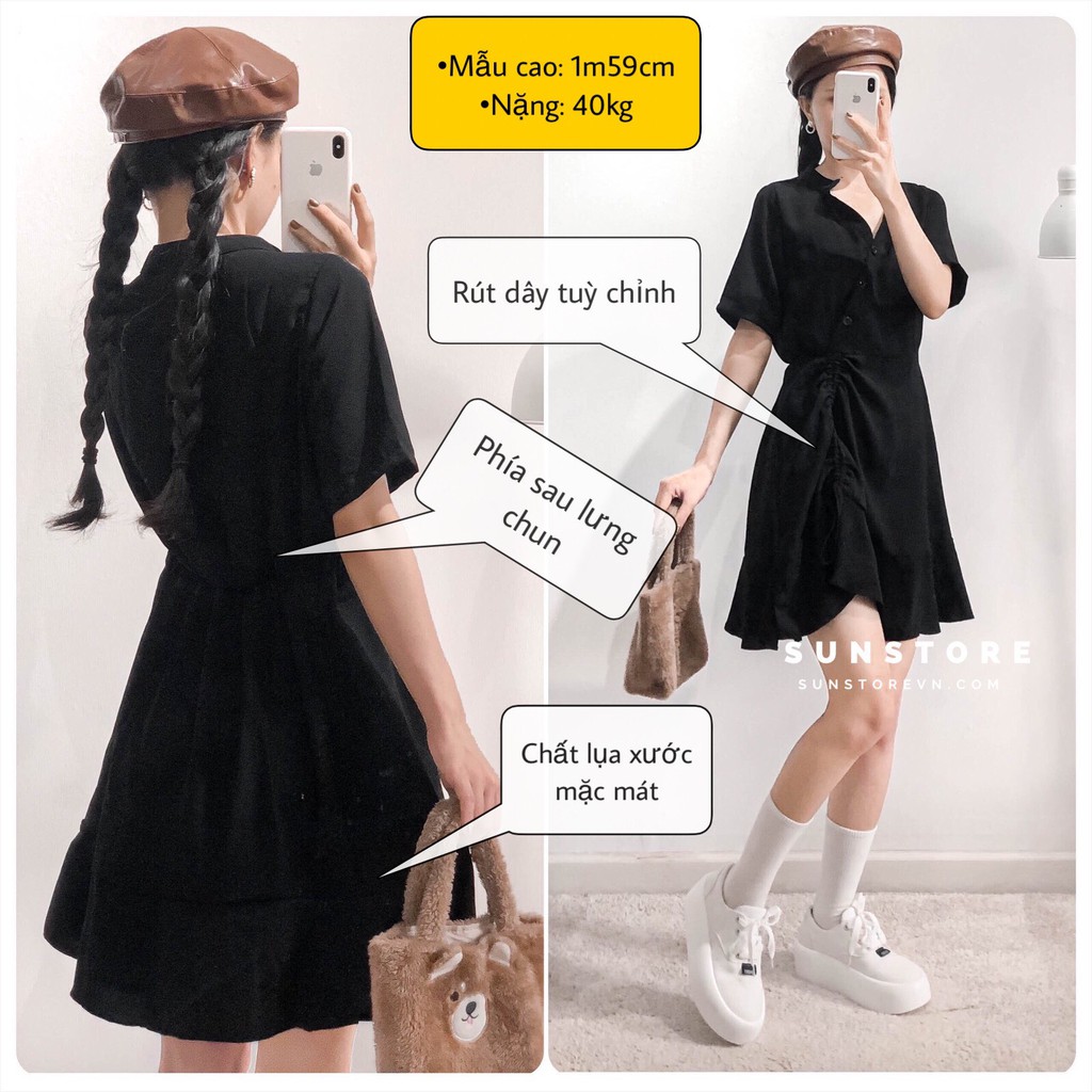 Đầm dáng xòe đắp chéo dây rút thân váy manri dress cực xinh