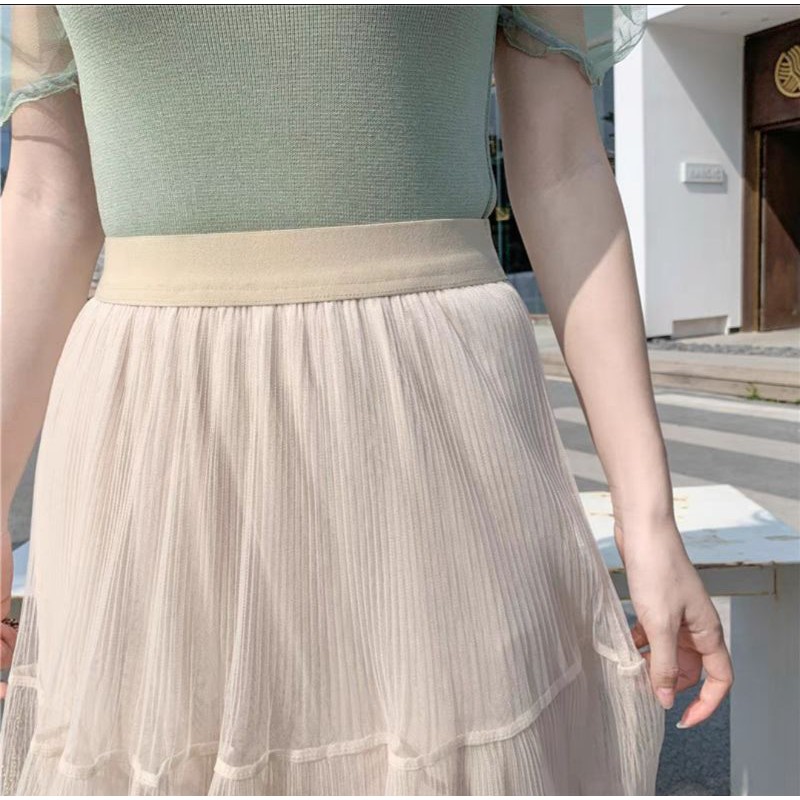 chân váy xếp li phối ren dài maxi | BigBuy360 - bigbuy360.vn