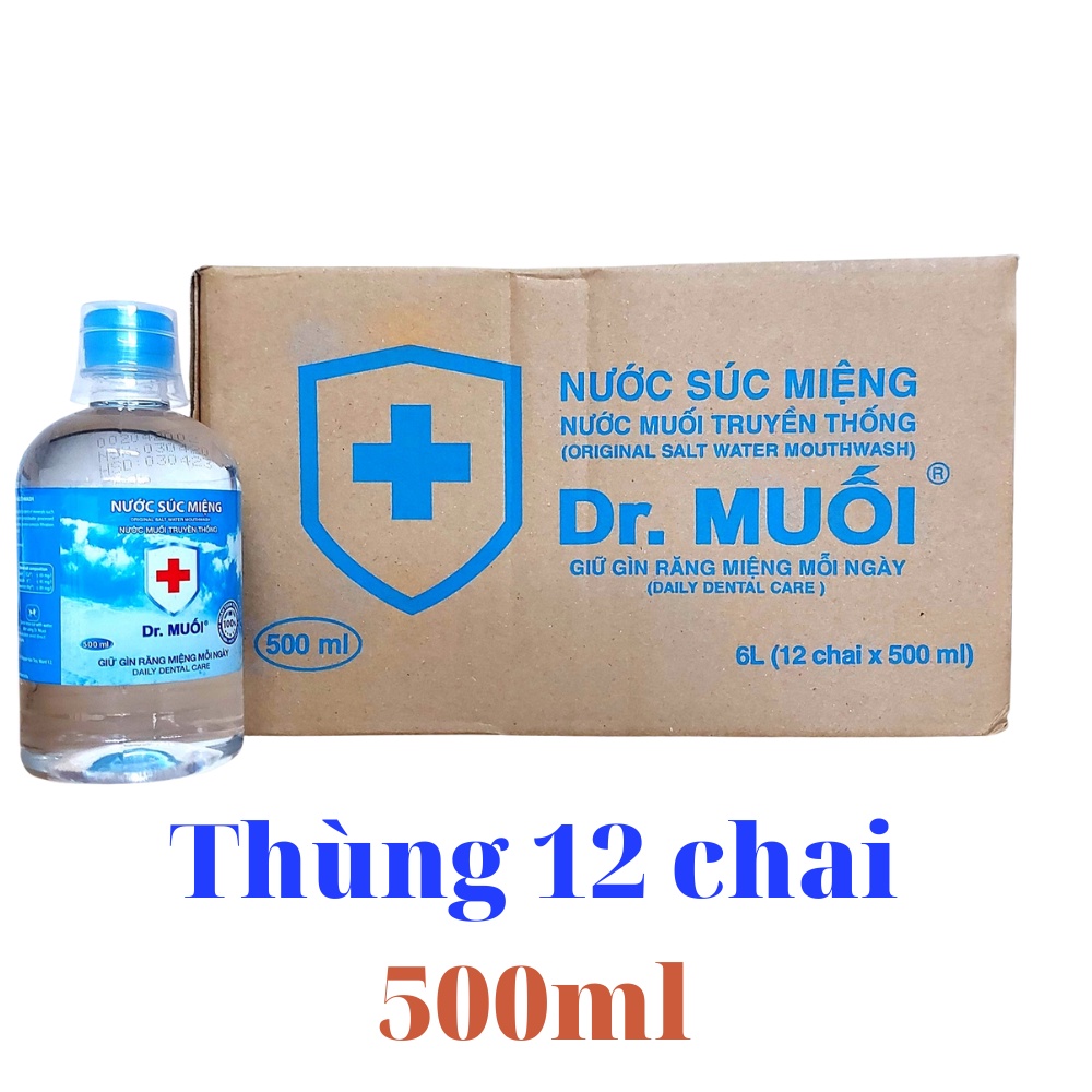 Thùng Nước Súc Miệng - Súc Họng Dr. Muối Hương Vỏ Chanh 500-1000ml