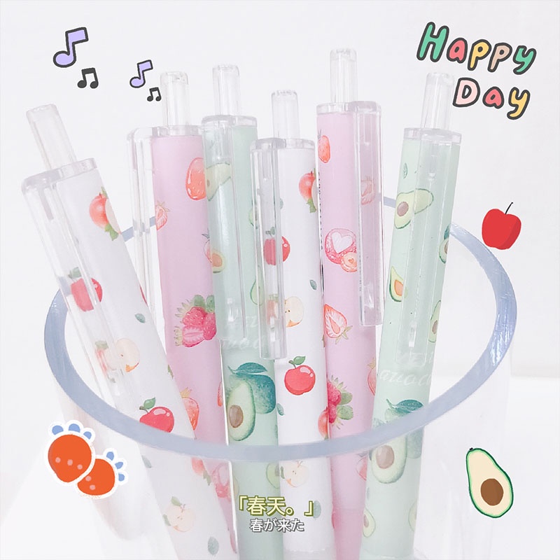 Bút bi mực đen ngòi 0.5mm họa tiết trái cây sáng tạo đáng yêu