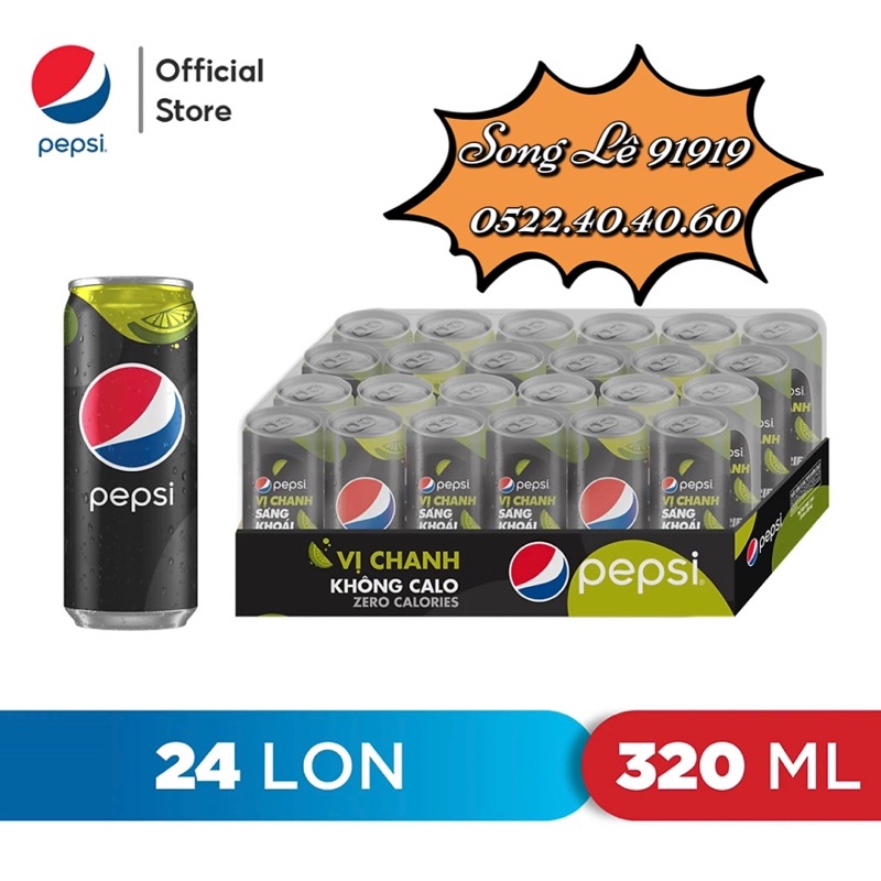 Nước Ngọt PEPSI VỊ CHANH KHÔNG CALO 320ml